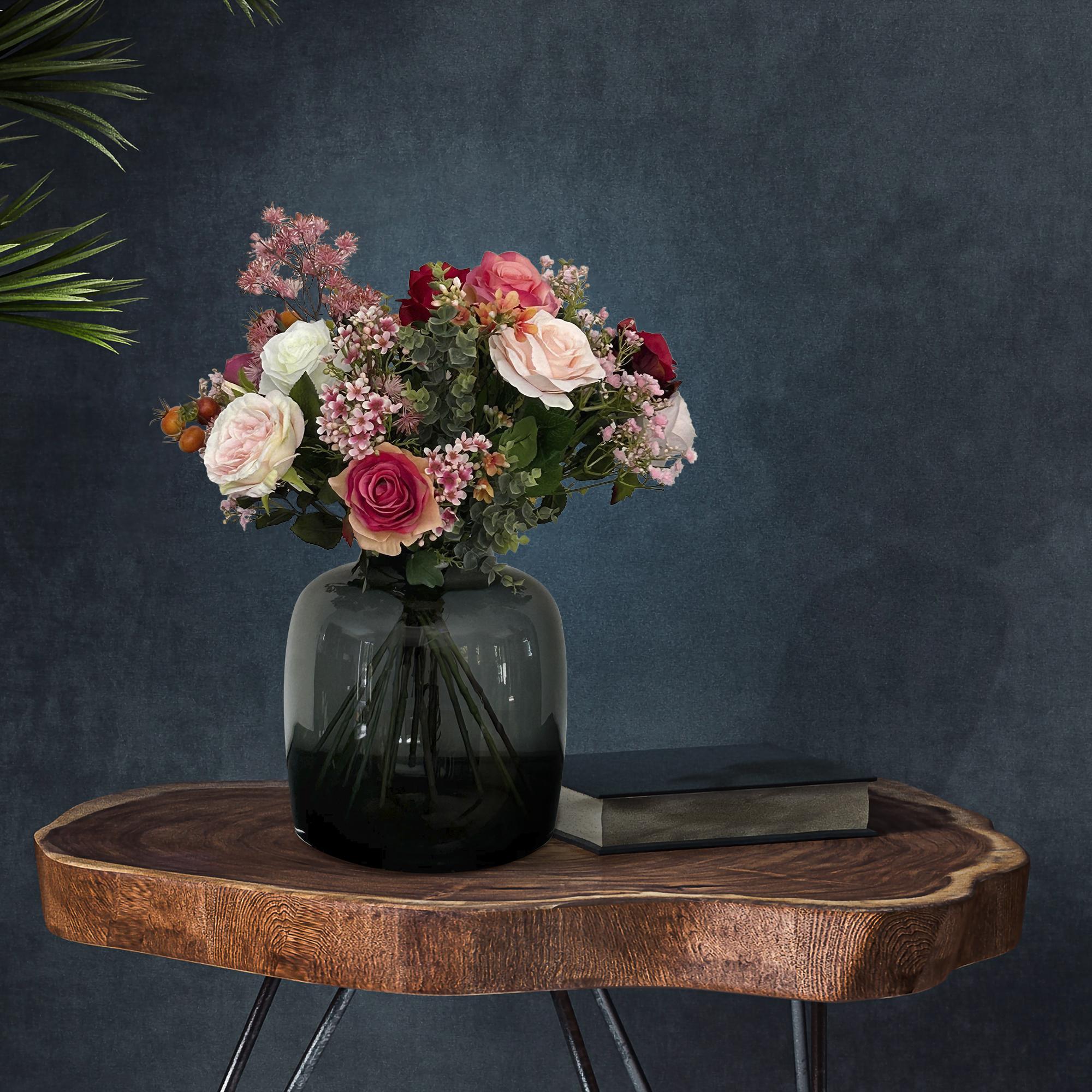 Kunstblumen - Bouquet M - Flame Roses - 45 cm - DYFLORA