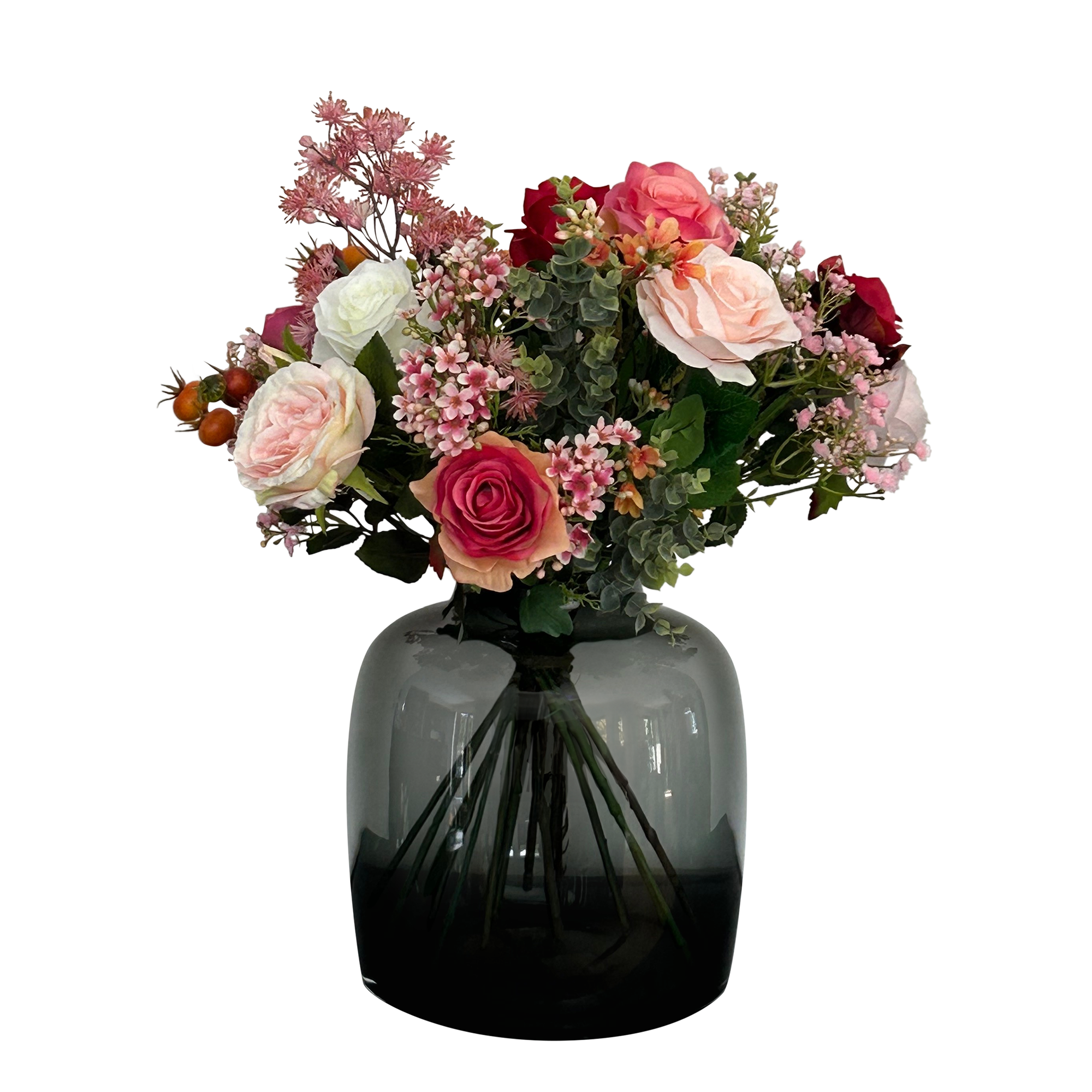 Kunstblumen - Bouquet M - Flame Roses - 45 cm - DYFLORA