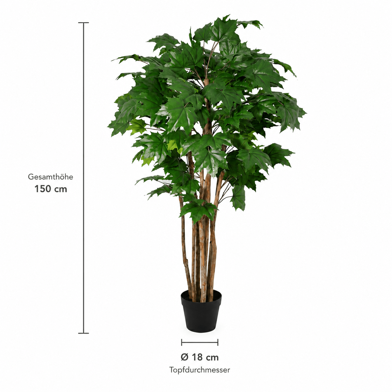 Kunstpflanze Ahornbaum 150 cm – künstlicher Ahorn mit Naturlook - DYFLORA