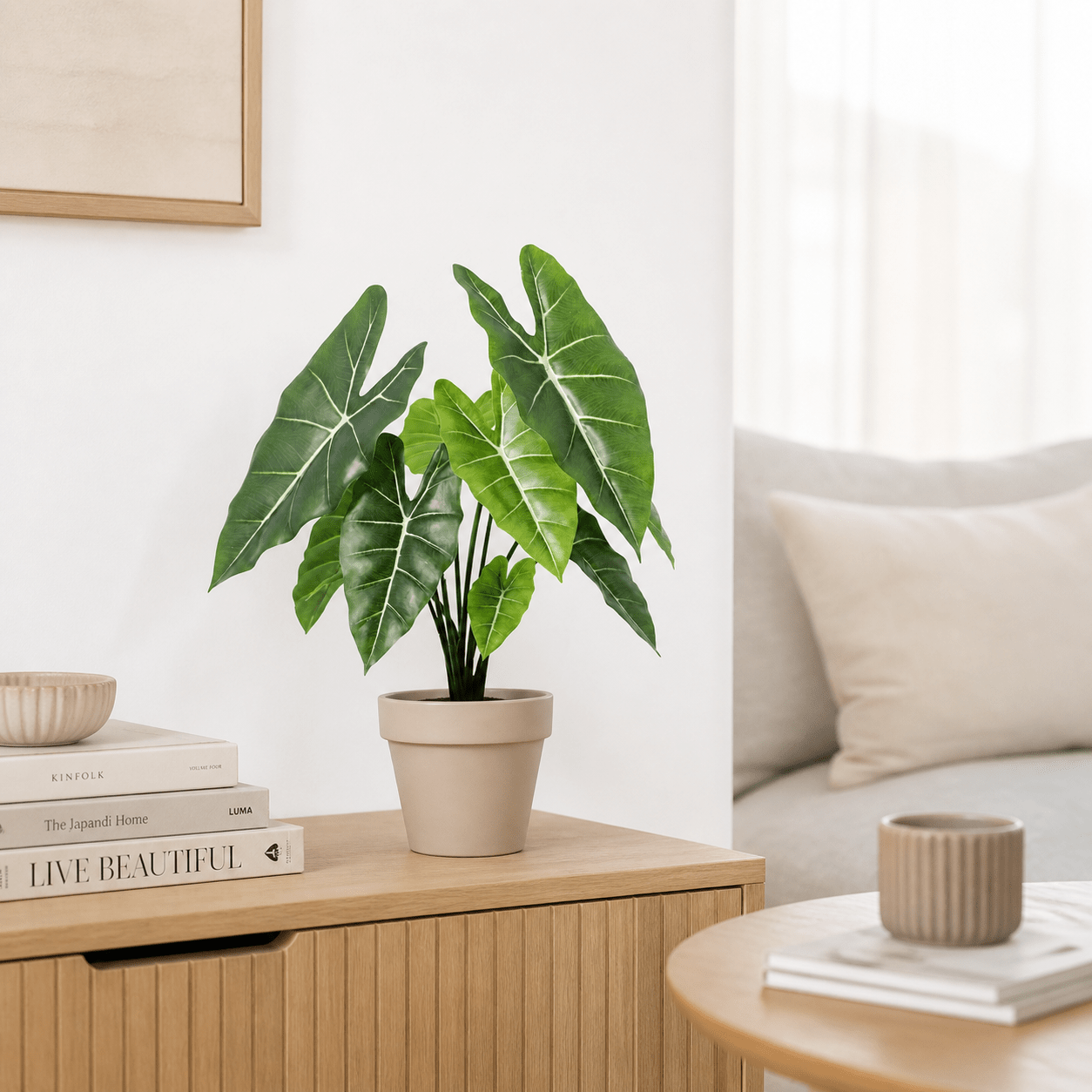 Kunstpflanze Alokasie Polly 40 cm mit markanter Blattzeichnung - DYFLORA