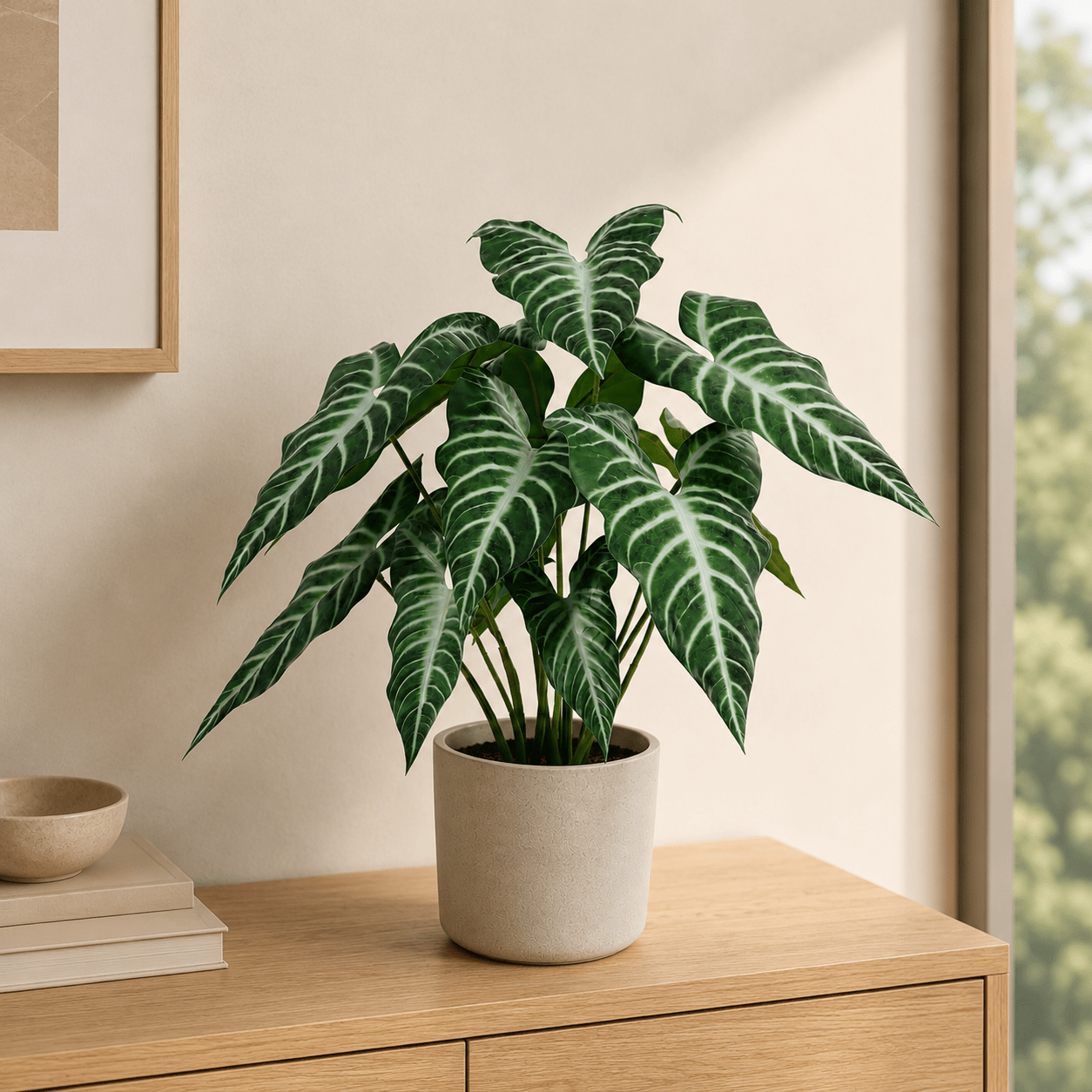 Kunstpflanze Alokasie Polly 49 cm – künstliches Elefantenohr - DYFLORA