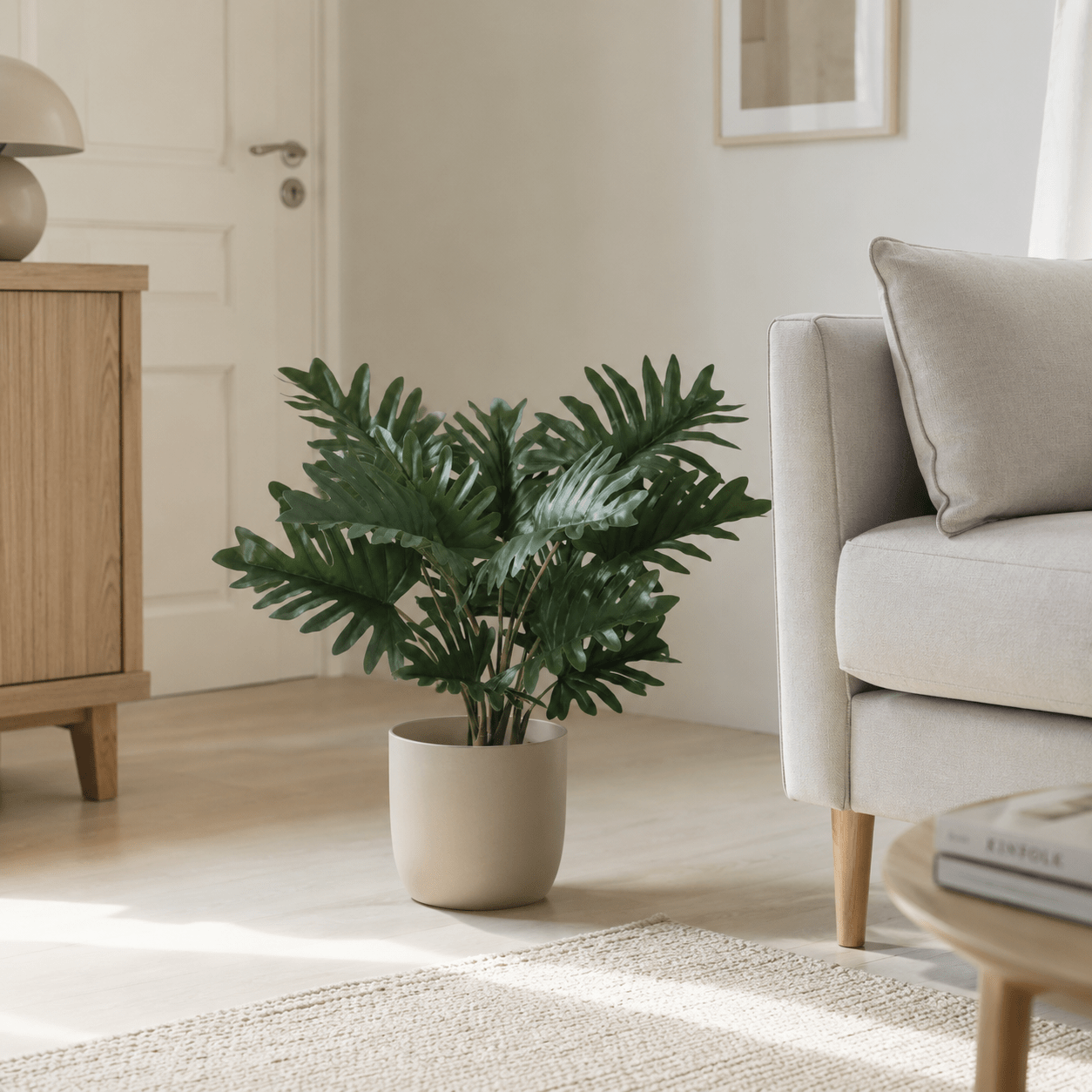 Kunstpflanze Baum - Philodendron Selloum 70 cm mit großen Blättern - DYFLORA