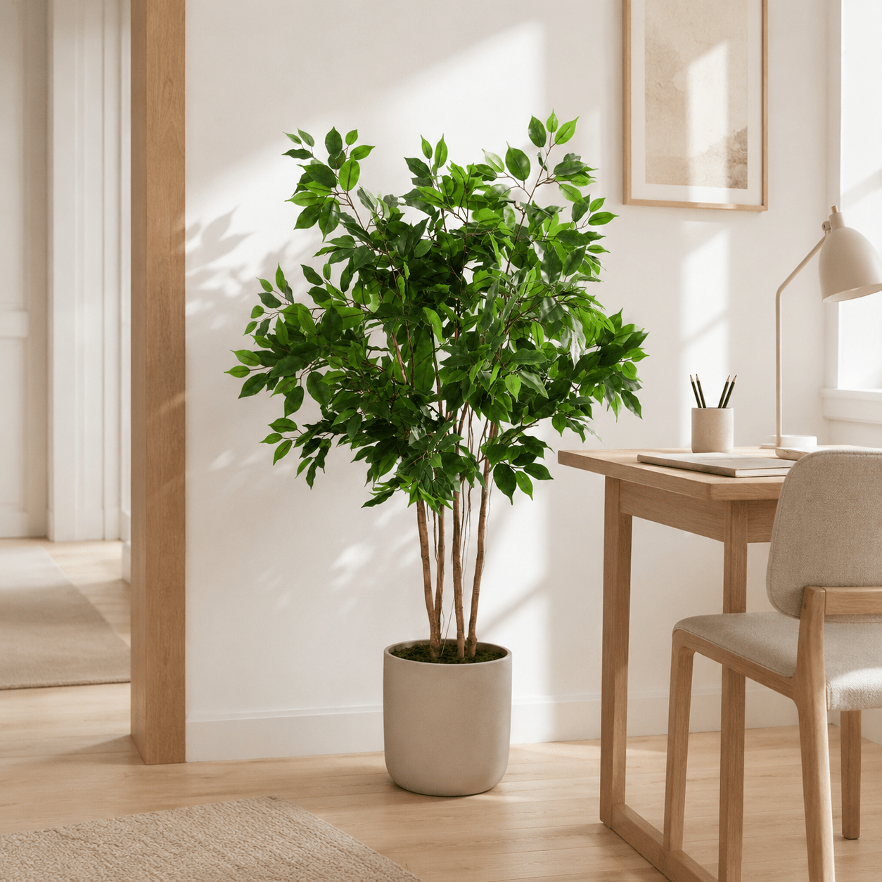 Kunstpflanze Birkenfeige 128 cm – künstlicher Ficus Benjamina - DYFLORA