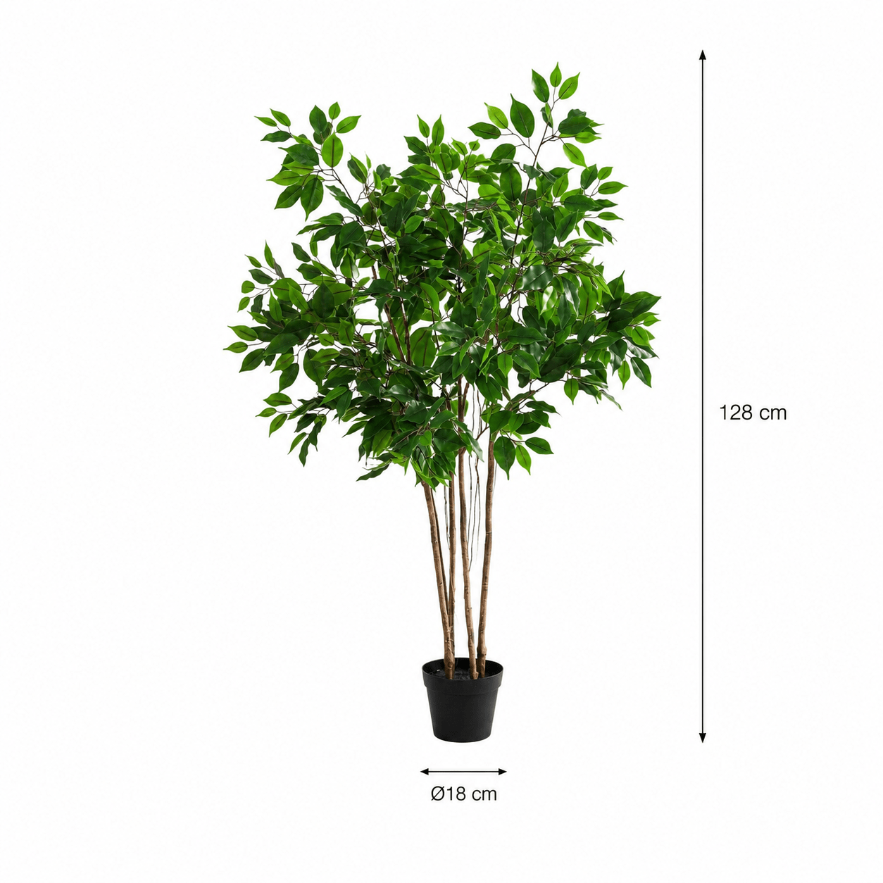 Kunstpflanze Birkenfeige 128 cm – künstlicher Ficus Benjamina - DYFLORA