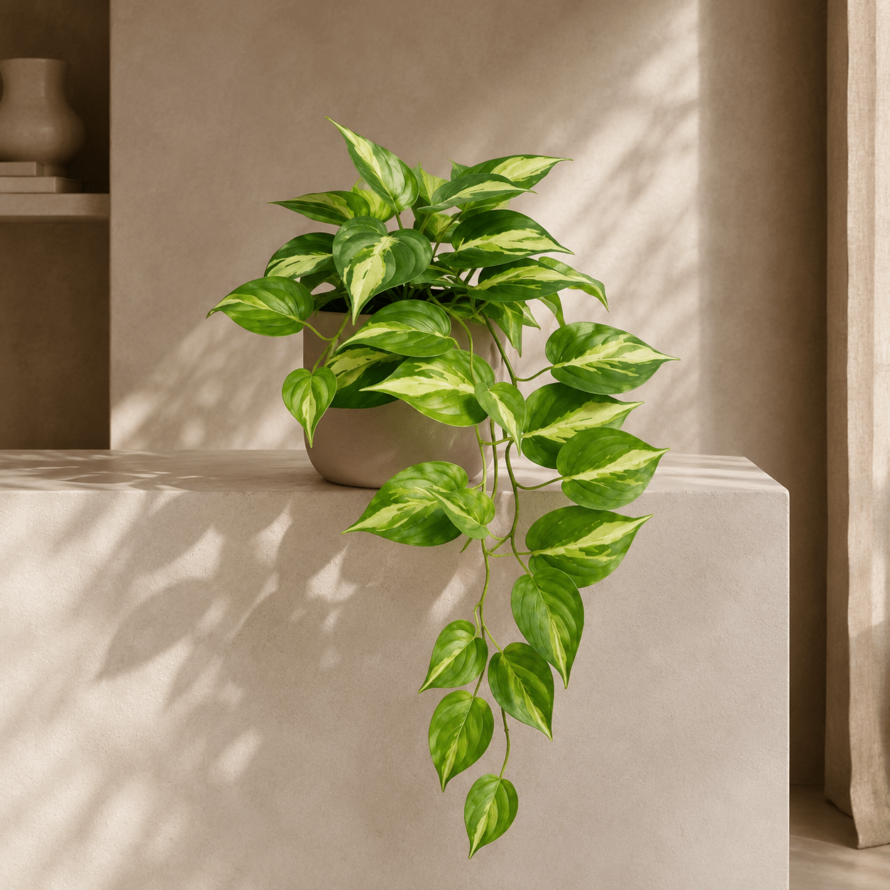 Kunstpflanze Efeutute Variegata 37 cm – künstliches Epipremnum - DYFLORA