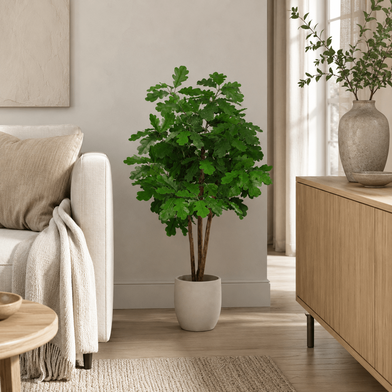 Kunstpflanze Eichenbaum 90 cm grün naturgetreu - DYFLORA