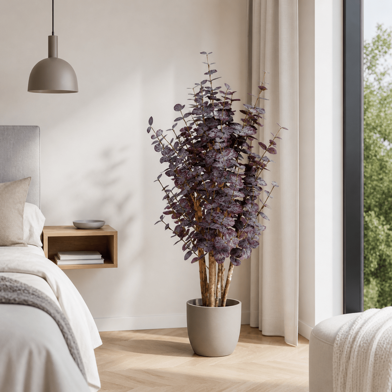 Kunstpflanze Eukalyptus 120 cm lila naturgetreu - DYFLORA