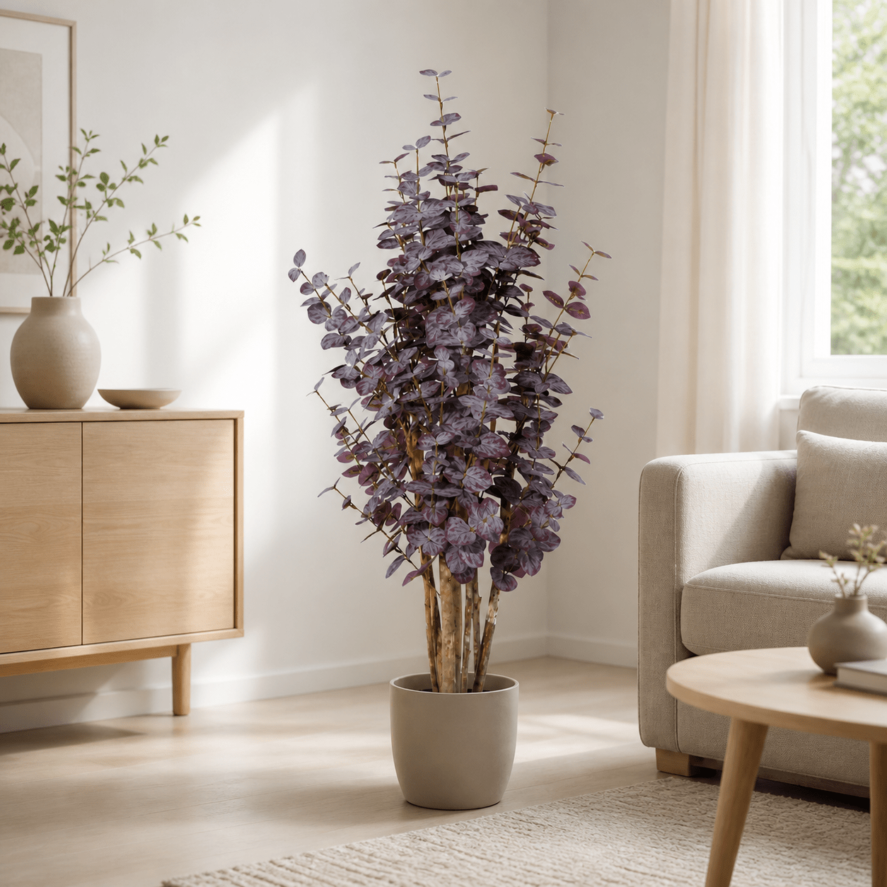 Kunstpflanze Eukalyptus 120 cm lila naturgetreu - DYFLORA