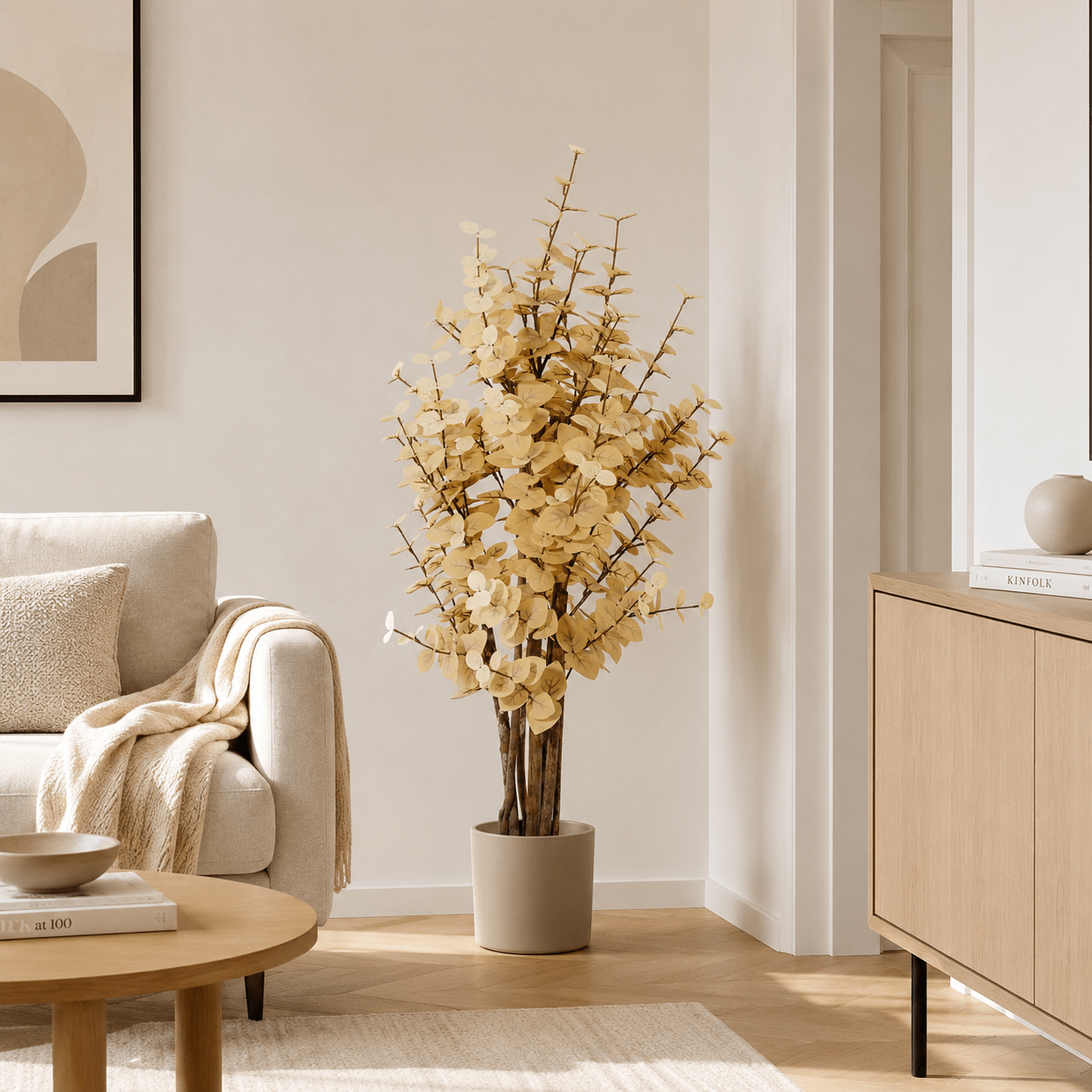 Kunstpflanze Eukalyptus 125 cm gelb naturgetreu - DYFLORA