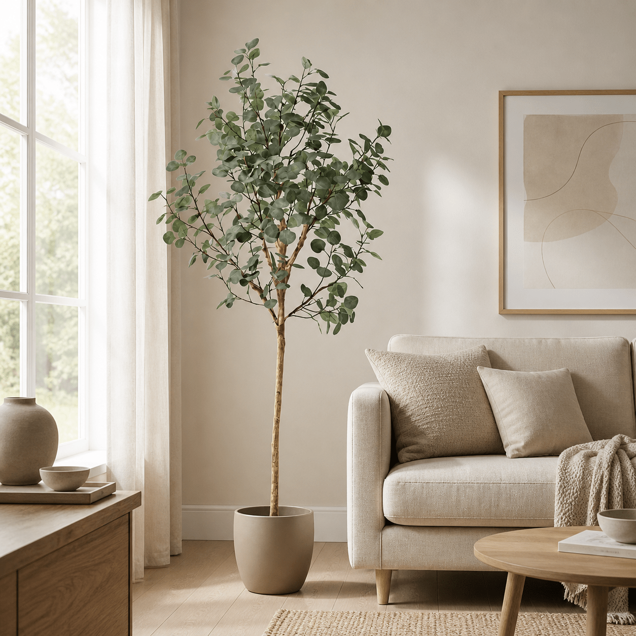 Kunstpflanze Eukalyptus 180 cm naturgetreuer Kunstbaum - DYFLORA