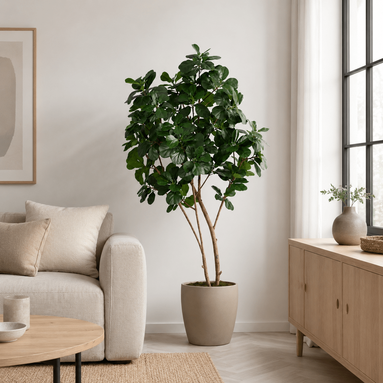 Kunstpflanze Geigenfeige 180 cm – künstlicher Ficus lyrata Baum - DYFLORA