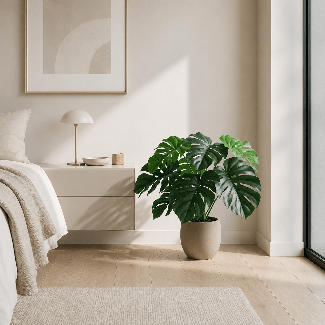 Kunstpflanze Monstera Deliciosa 45 cm Lochpflanze - DYFLORA