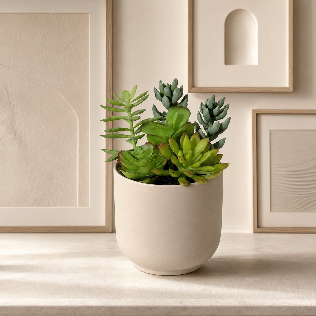 Kunstpflanze Sukkulente 19 cm Grün | Realistische Kunstsukkulente - DYFLORA