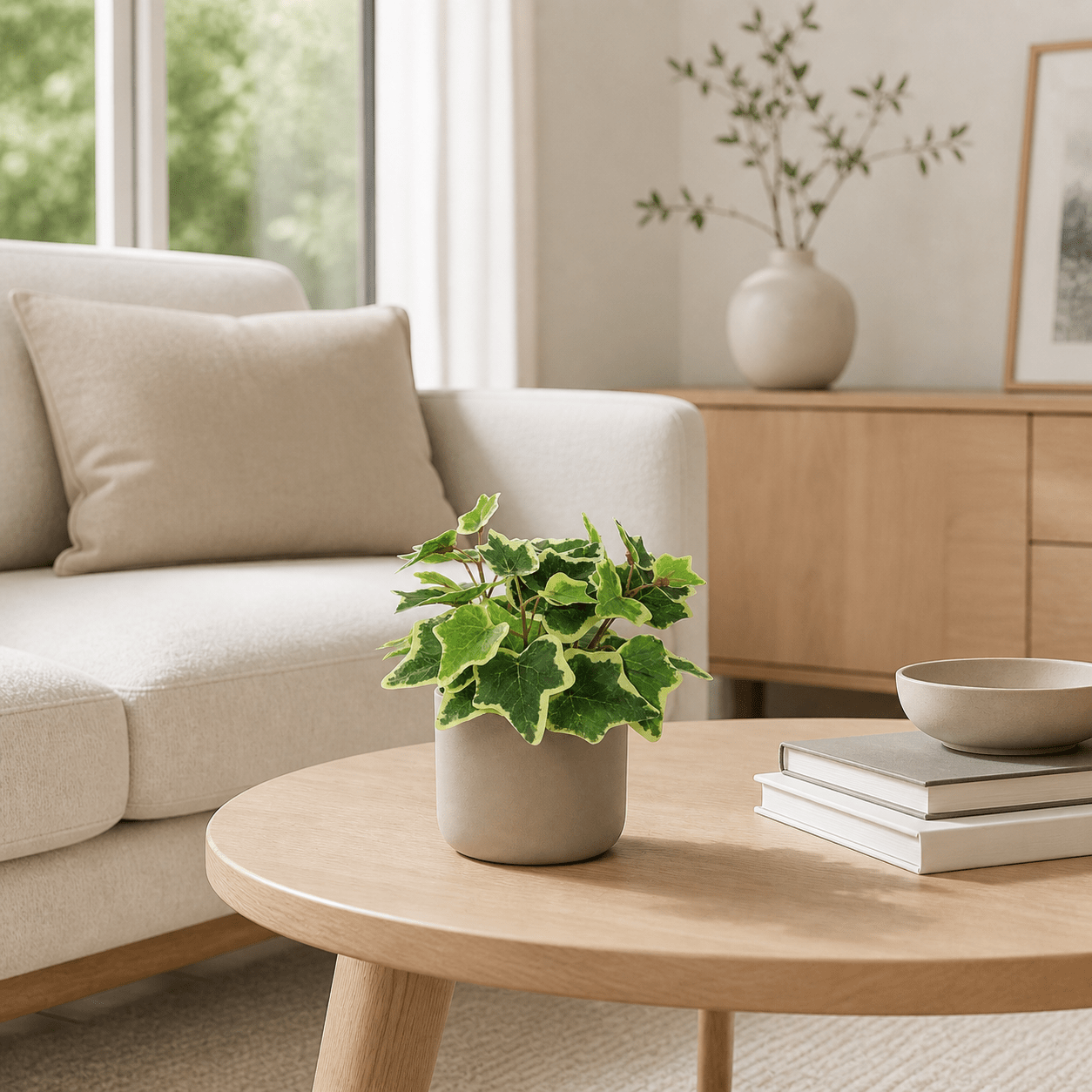 Kunstpflanze Weißer Efeu 19 cm mit zweifarbiger Blattoptik - DYFLORA
