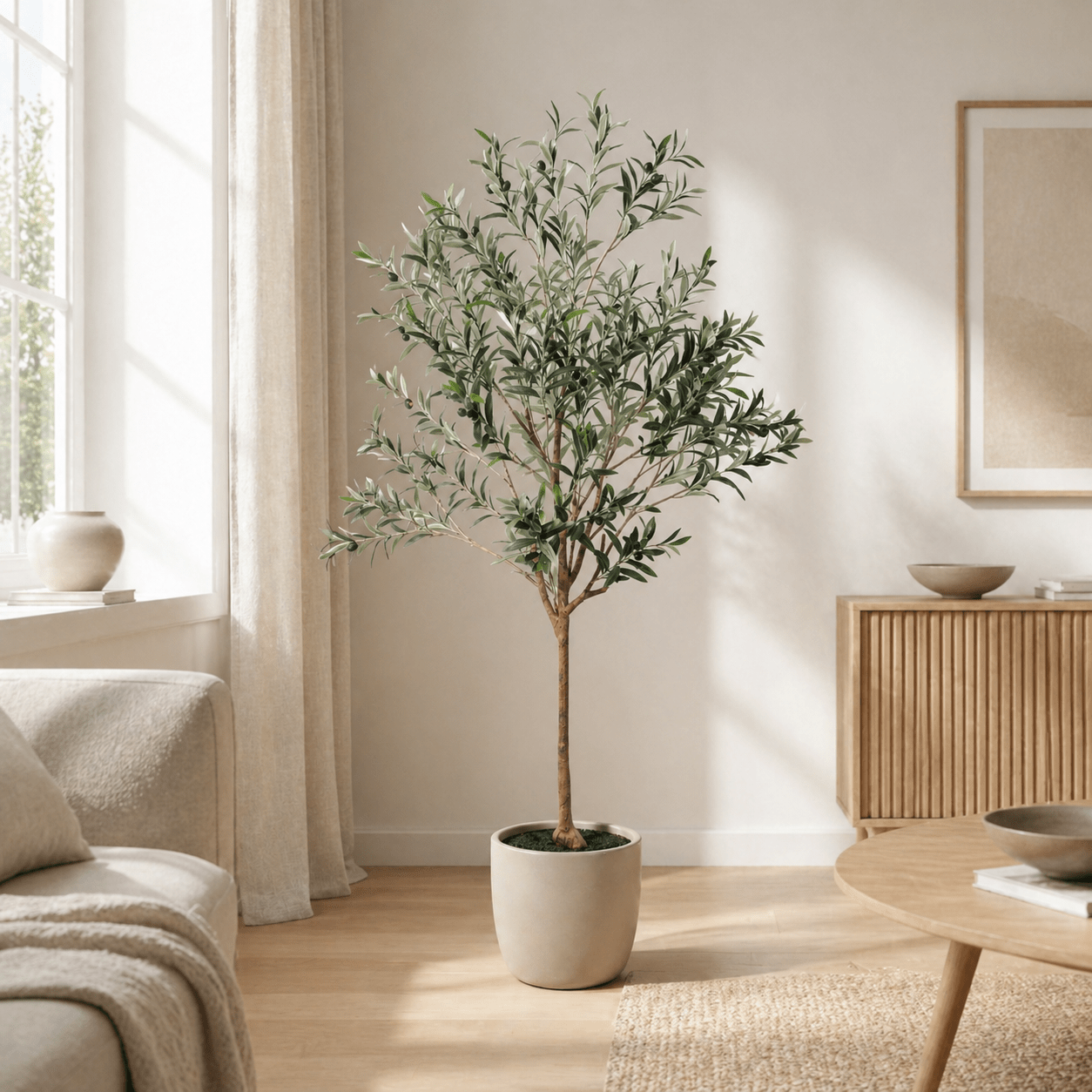 Olivenbaum Kunstpflanze 170 cm – mediterraner Kunstbaum stilvoll - DYFLORA