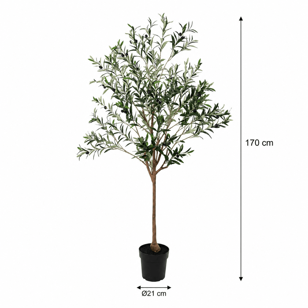 Olivenbaum Kunstpflanze 170 cm – mediterraner Kunstbaum stilvoll - DYFLORA