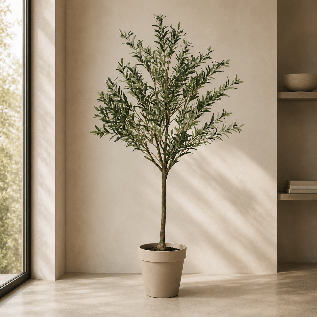 Olivenbaum Kunstpflanze 172 cm – mediterraner Kunstbaum stilvoll - DYFLORA