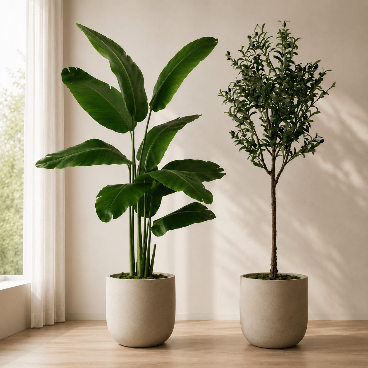 Premium Kunstpflanze 150 cm – Olivenbaum oder Strelitzie | DyFlora - DYFLORA