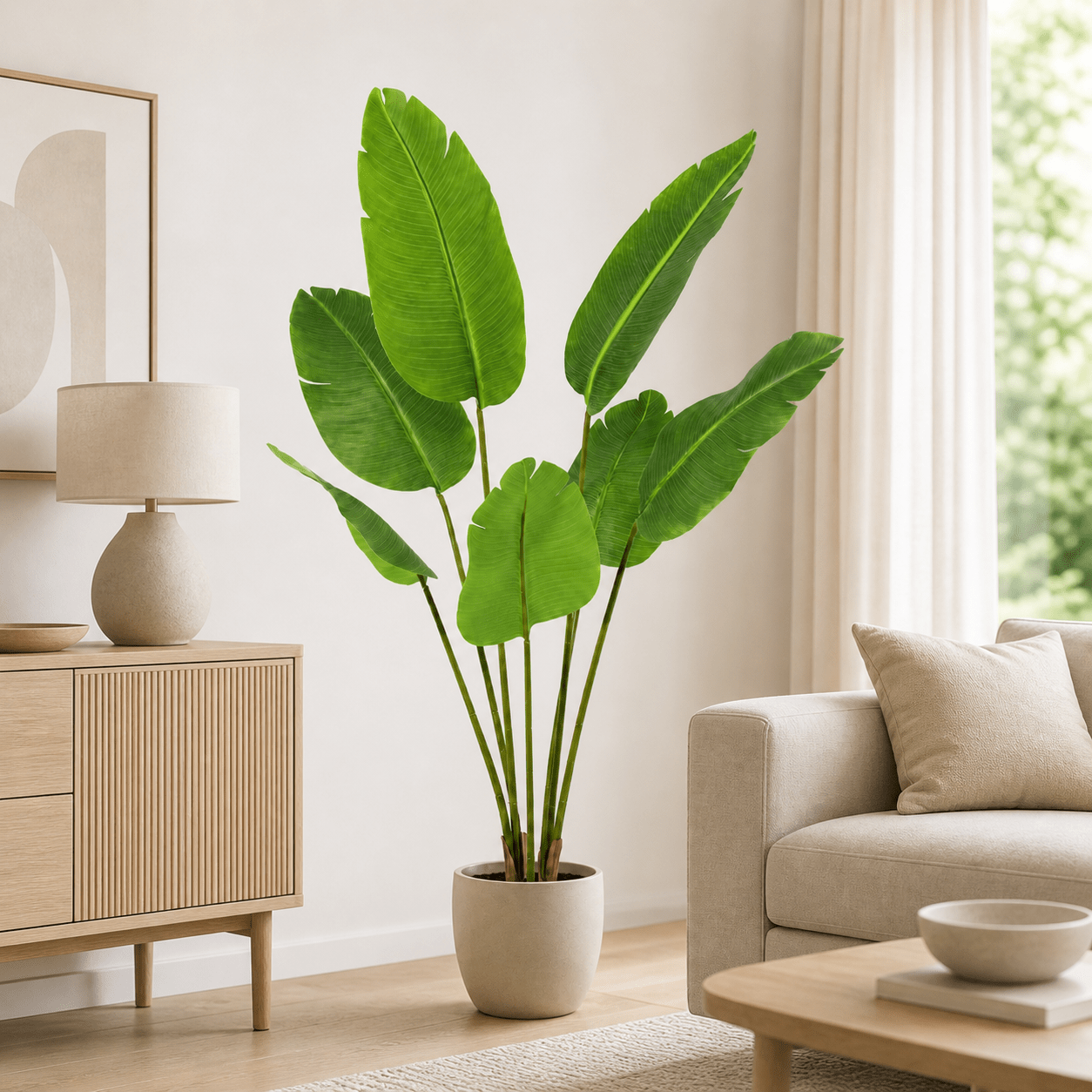 Strelitzie Kunstpflanze 135 cm – Strelitzia Nicolai tropisch elegant - DYFLORA