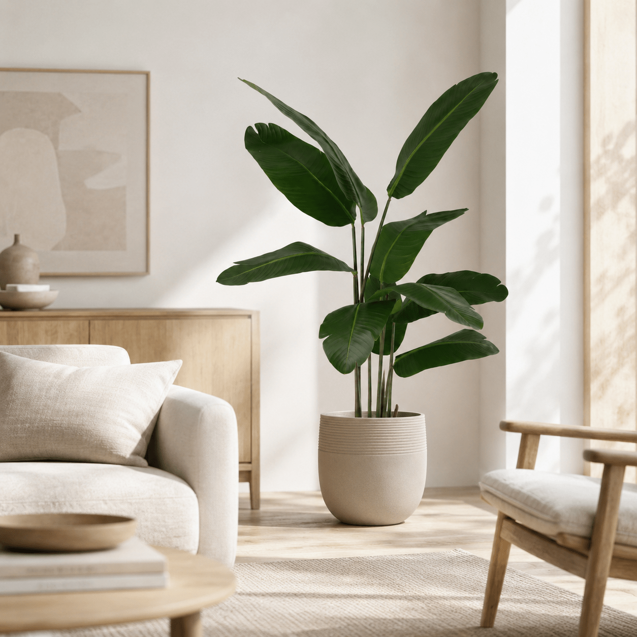 Strelitzie Kunstpflanze 150 cm – exotische Deko mit großen Blättern - DYFLORA