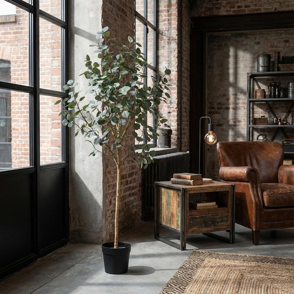 Kunstpflanze Eukalyptus 180 cm naturgetreuer Kunstbaum