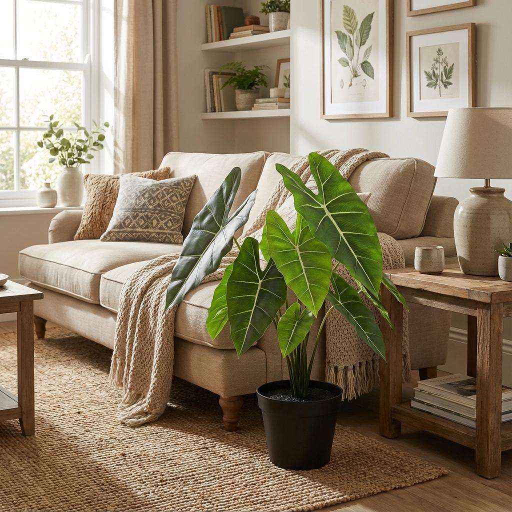 Kunstpflanze Alokasie Polly 40 cm mit markanter Blattzeichnung