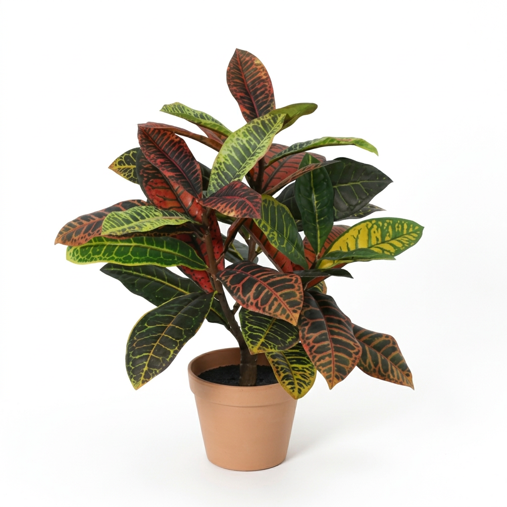 Kunstpflanze Kroton 40 cm – künstlicher Codiaeum mit Farbspiel