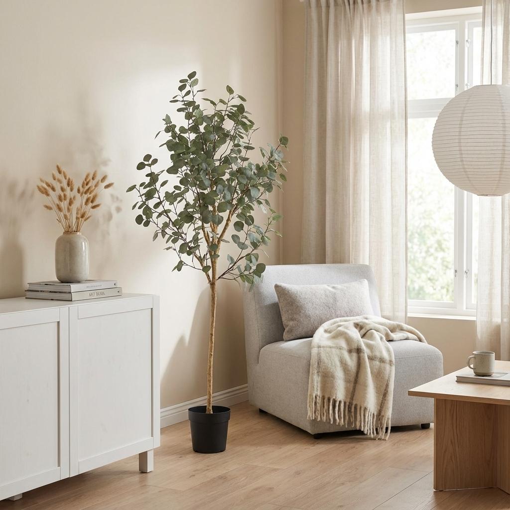 Kunstpflanze Eukalyptus 180 cm naturgetreuer Kunstbaum