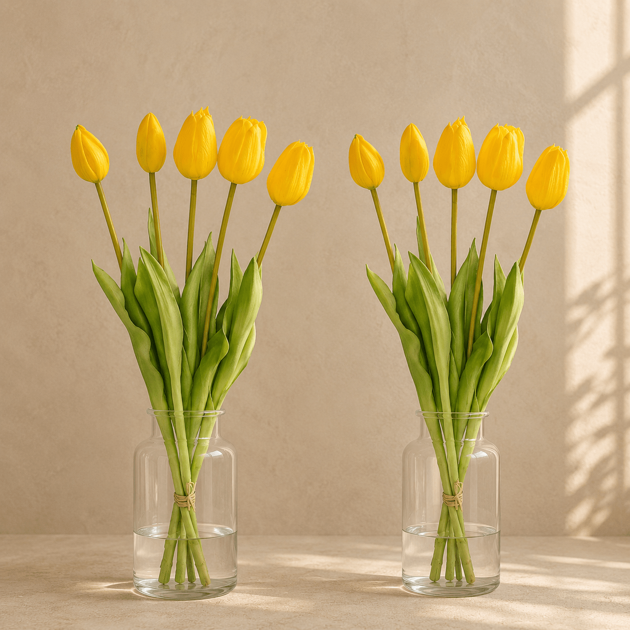 Tulpenstrauß künstlich Gelb „Real Touch“ – 10 Tulpen, 42 cm - DYFLORA