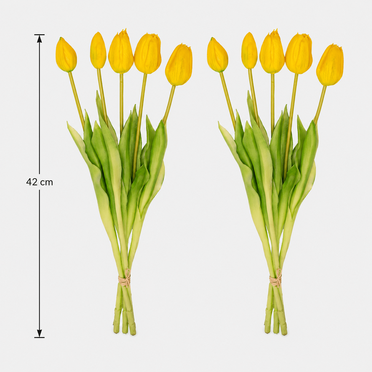Tulpenstrauß künstlich Gelb „Real Touch“ – 10 Tulpen, 42 cm - DYFLORA