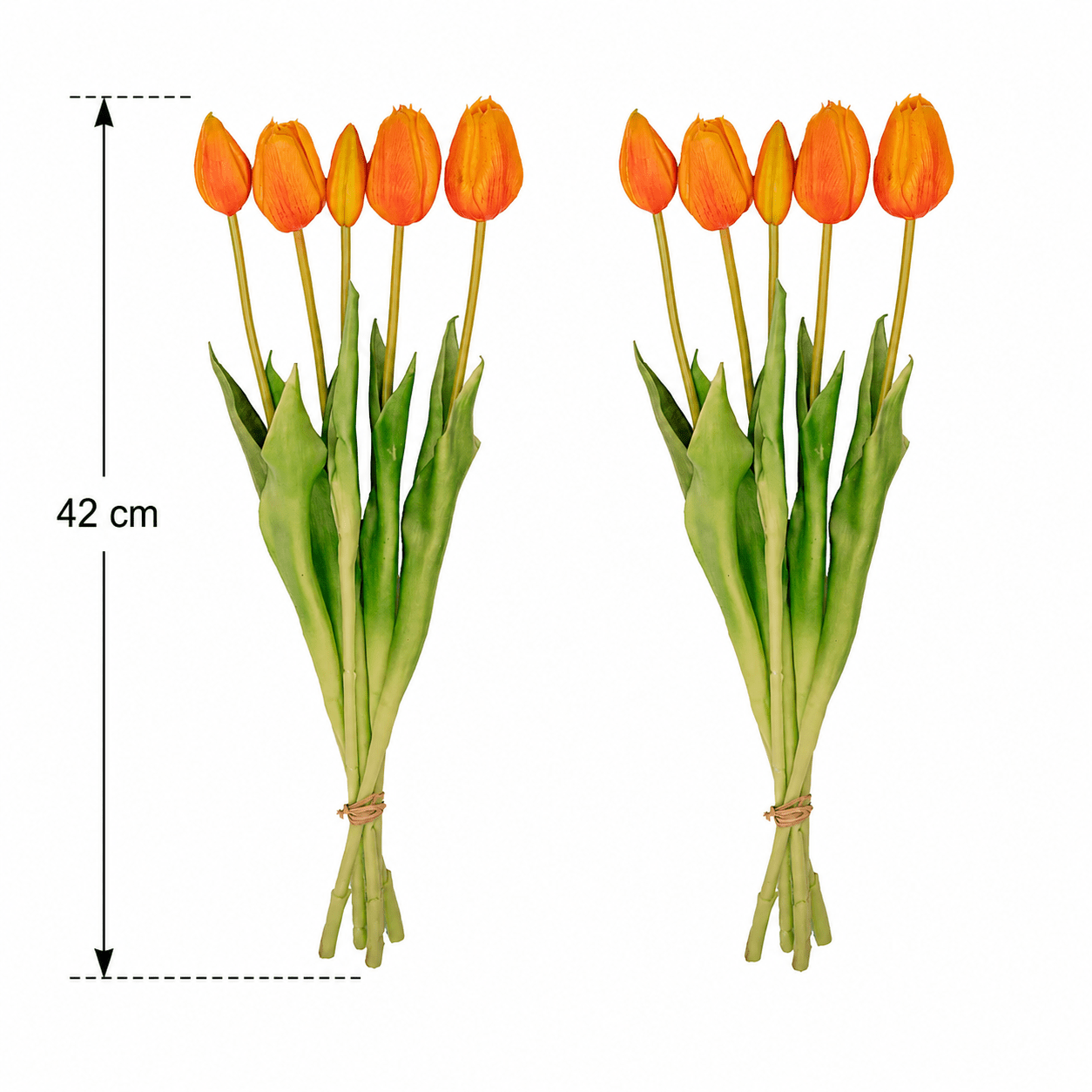 Tulpenstrauß künstlich Orange „Real Touch“ – 10 Tulpen, 42 cm - DYFLORA