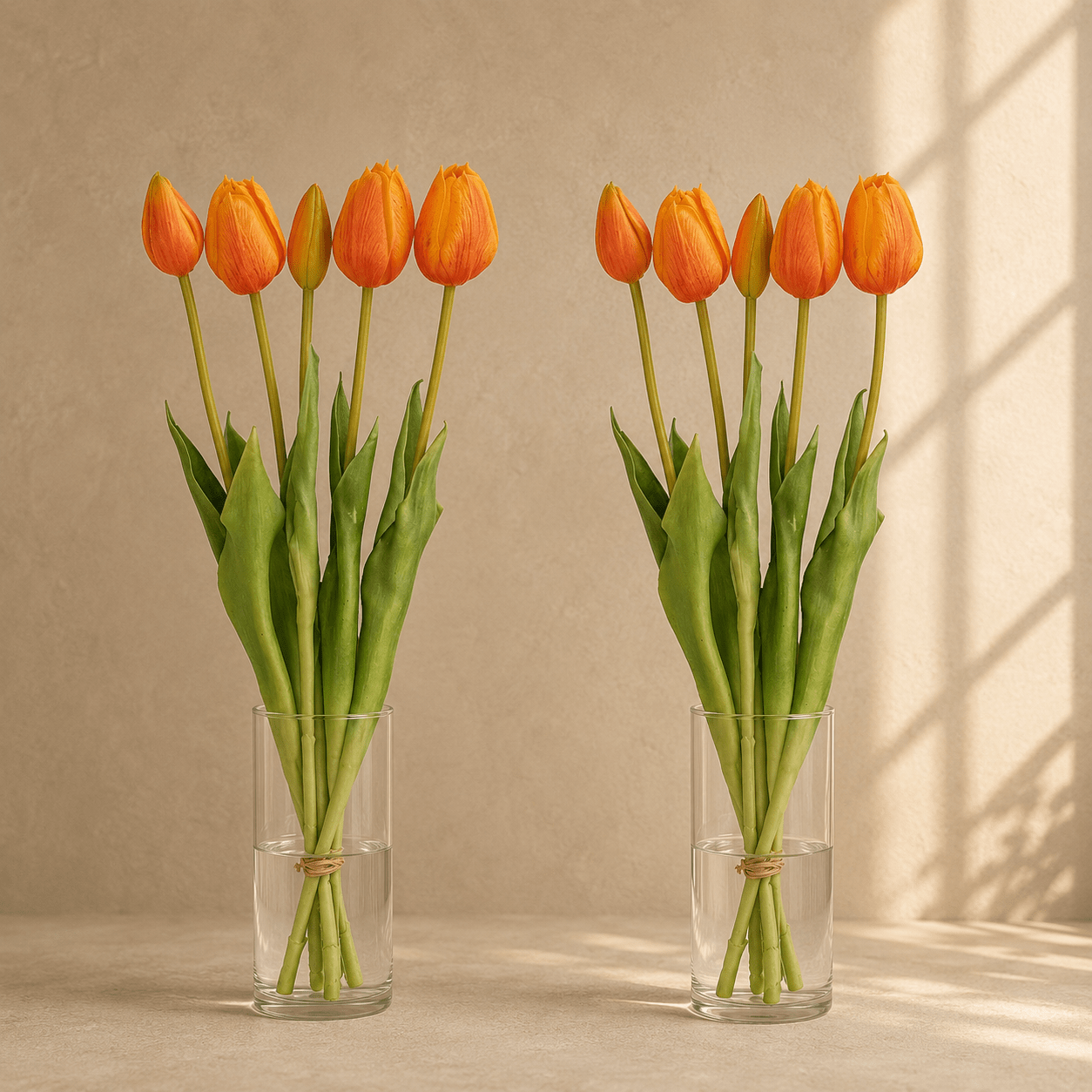 Tulpenstrauß künstlich Orange „Real Touch“ – 10 Tulpen, 42 cm - DYFLORA