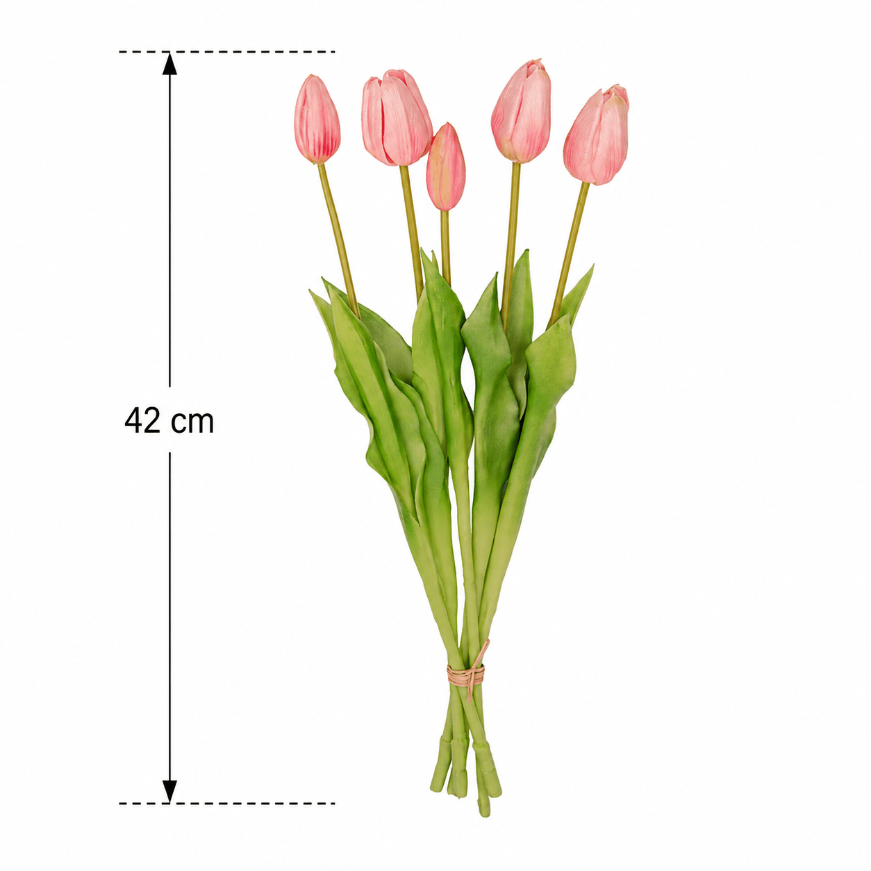 Tulpenstrauß künstlich Pink „Real Touch“ – 5 Tulpen, 42 cm - DYFLORA