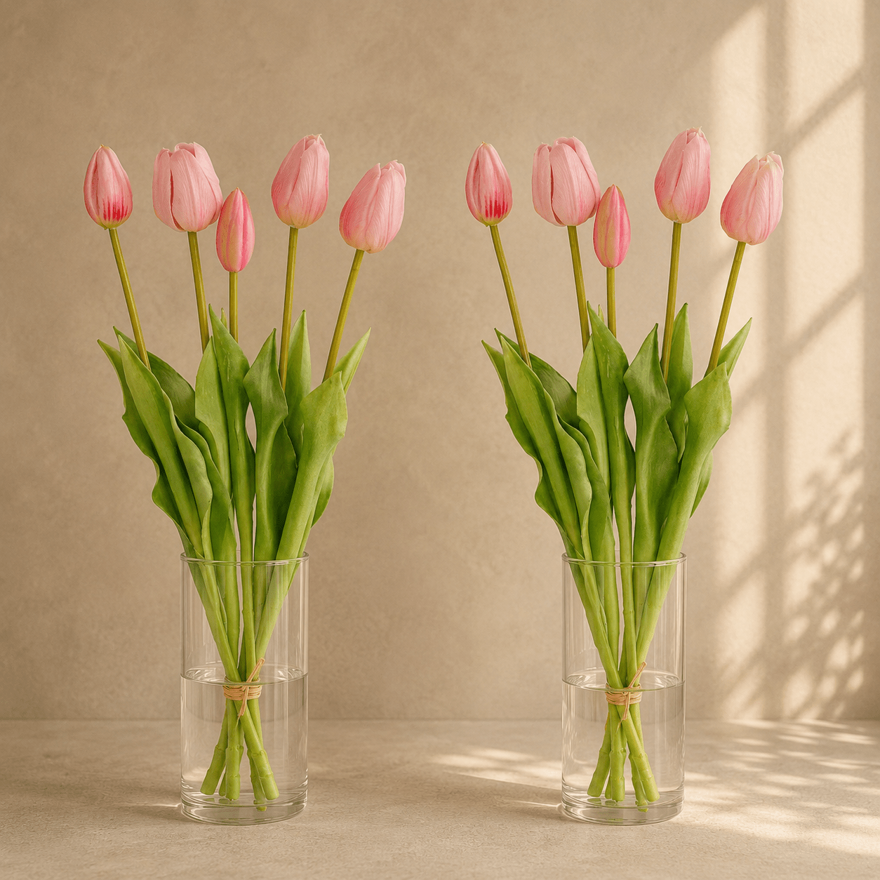 Tulpenstrauß künstlich Rosa „Real Touch“ – 10 Tulpen, 42 cm - DYFLORA