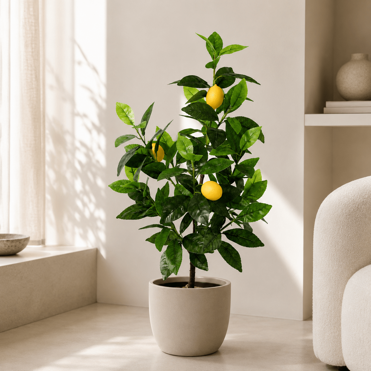 Zitronenbaum Kunstpflanze 65 cm – frischer Blickfang mit Früchten - DYFLORA
